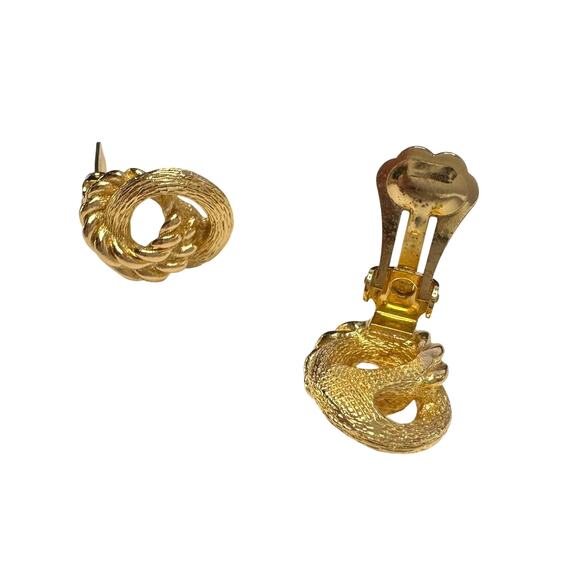 Christian Dior Round Entwined Rope Knots Gold Plated Clip-On Earrings - Picture 6 of 10